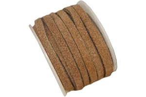 Cords Craft® | 4mm Genuine Suede Flat Leather Lace for Jewelry Making Bracelet Necklace Beading | 10 Meters Suede Leather Cording (Tan, 10.93 Yards)