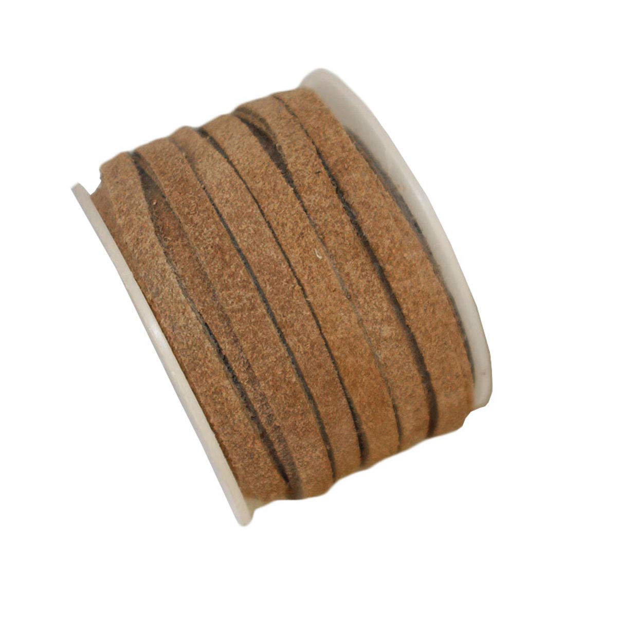 Cords Craft® | 4mm Genuine Suede Flat Leather Lace for Jewelry Making Bracelet Necklace Beading | 10 Meters Suede Leather Cording (Tan, 10.93 Yards)