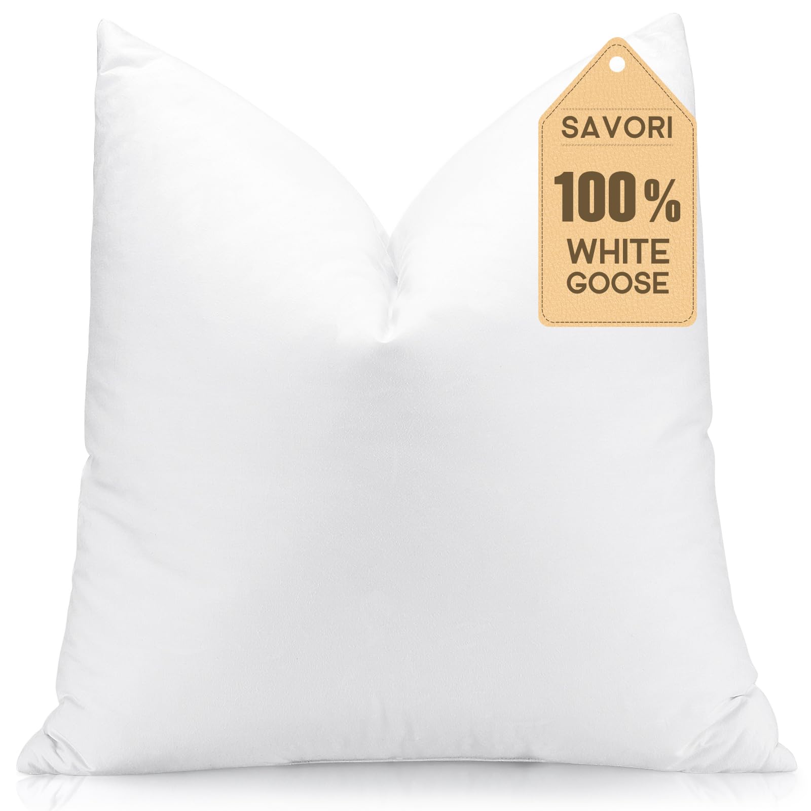 Photo 1 of SAVORI Down Feather Throw Pillow Inserts 20x20 Euro Pillow Inserts, Soft Fluffy Throw Pillows with Cotton Cover, Decorative Throw Pillows for Couch Sofa Bed-White