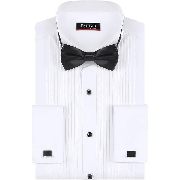 Dobell Men's White Marcella Evening Dress Shirt - Slim Fit, Wing Collar,  Stud Button Front, Double Cuffs