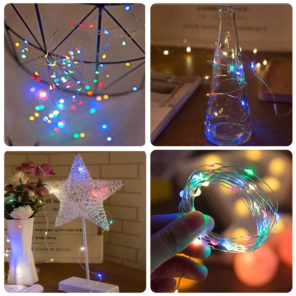 Wine Bottle Lights with Cork,Cshare 10 Pack 2M 20 LED Battery Operated LED Cork Shape Fairy Mini String Lights for DIY Halloween Party Wedding Christmas Bedroom Indoor Outdoor Decoration (Multi-color）