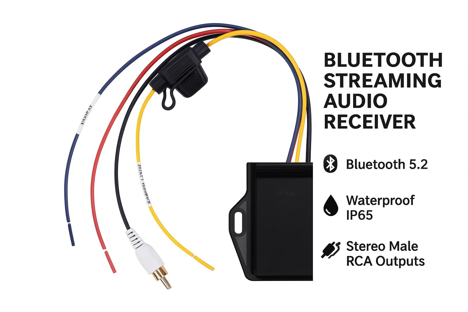 CAR Bluetooth 5.2 Receiver – aptX Adaptive, aptX HD, AAC, SBC – 12V/24V Compatible, Remote Trigger, Stereo RCA Output – Wireless A2DP Adapter for Car, Truck, Marine, Powersport Audio Systems