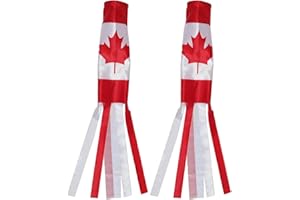 Wind Sock Flags, 2Pcs 55 Inch Satin Decorative Canada Flag Wind Sock Garden Windsocks Outdoor Heavy Duty Koi Fish Decor