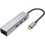 USB-C to Gigabit Ethernet USB A 3.0 Adapter Hub for USB C Type-C Thunderbolt 3 MacBook/MacBook Pro, Dell XPS 13, HP Spectre x2 and More (Space Gray)