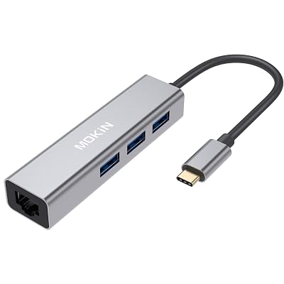 USB-C to Gigabit Ethernet USB A 3.0 Adapter Hub for USB C Type-C Thunderbolt 3 MacBookMacBook Pro, Dell XPS 13, HP Spectre x2 and More Space Gray