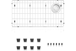 DPZM 28-1/4" x 14-1/4" x 1-1/4" Stainless Steel Sink Rack for Bottom of Sink, Metal Sink Protectors For Kitchen Sink, Sink Grid, Sink Bottom Grid with Side Drain, Kitchen Sink Grid with Sink Strainer