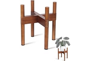 Vigordream Plant Stand Indoor, Wood Plant Holder, Mid Century Modern Decor Tall Planter Stands, 2 Height Displays Corner Sing