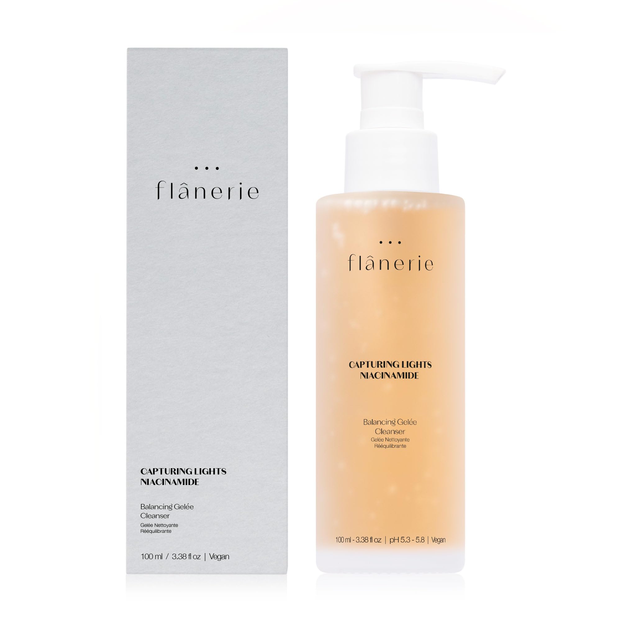 Flanerie Balancing Gelee Cleanser – Gentle Gel Face Cleanser with Niacinamide, Bakuchiol & Vitamin E – Hydrating Daily Cleanser, Makeup Removal, Pore Balance & Refreshing Clean Skin