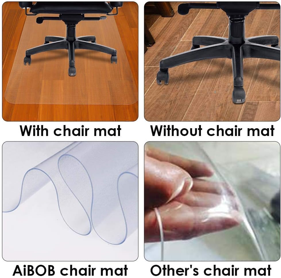 AiBOB Office Chair mat for Hardwood Floor, 30 x 48 inches, Easy Glide for Chairs, Flat Without Curling, Floor Mats for Computer Desk : Office Products