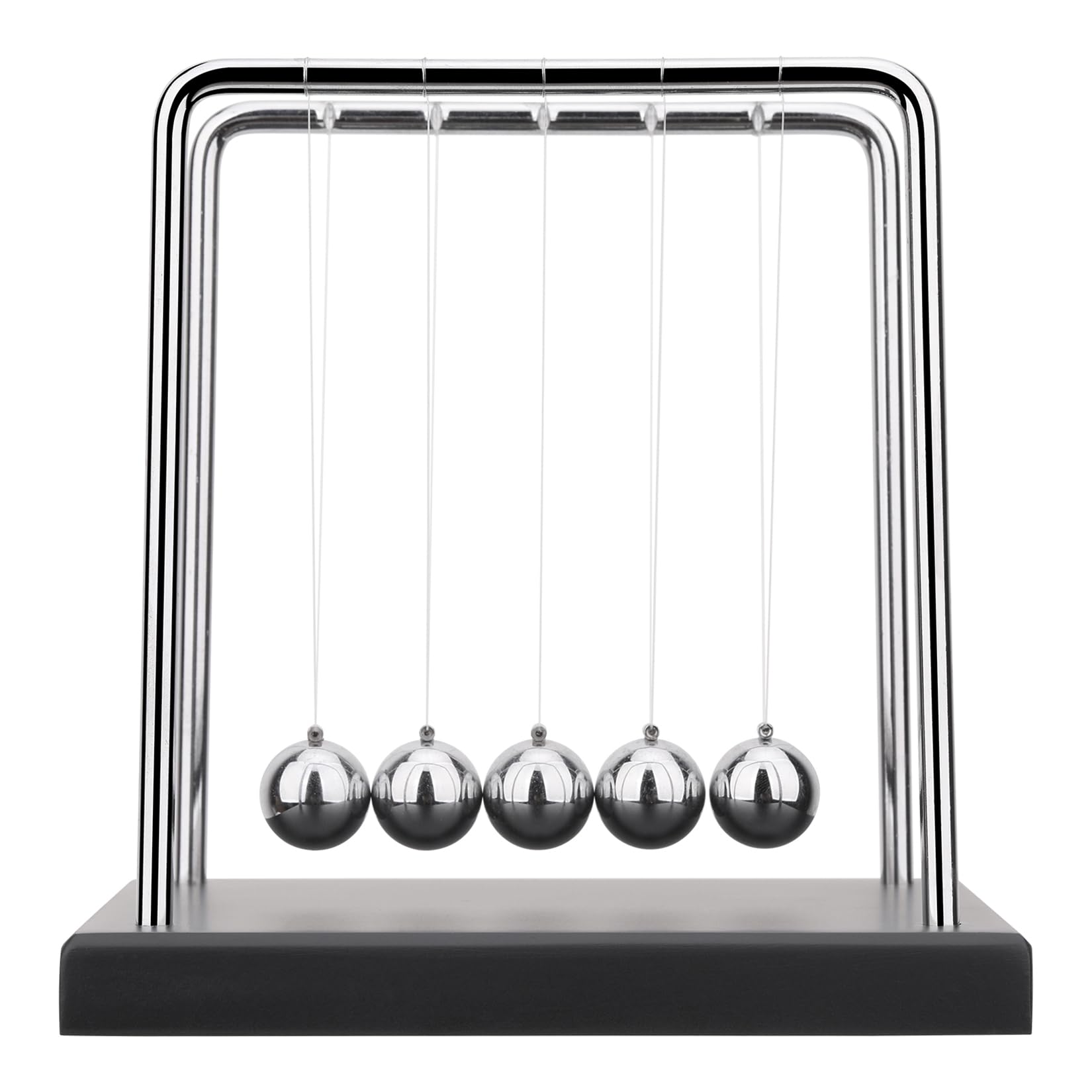 SEVNPRIME 5 Large Beads Newton's Cradle Balance Balls Desk Toys Office Decorations with Black Wooden Base Desk Balance Balls Fun Science Physics Toys for Office/Bedroom/Living Room