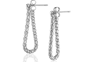 HUMBLE CHIC NY Chunky Teardrop Hoop Earrings for Women - Small Dangling Open Oval Stud Earrings in Gold Tone or Silver Tone - Hypoallergenic and Safe for Sensitive Ears