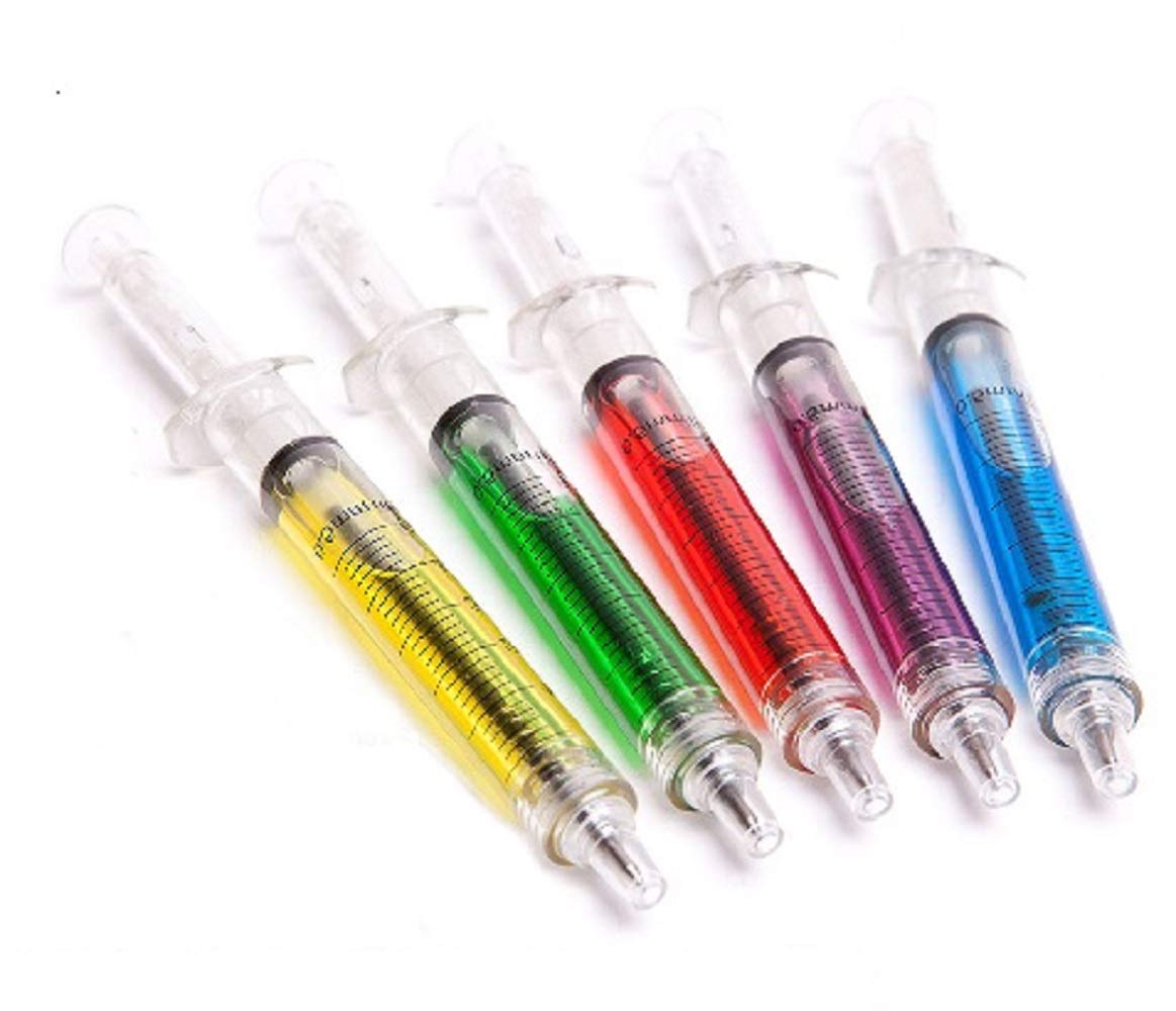 Qty 50 Mixed Colours Novelty Syringe Pens - Bulk Value