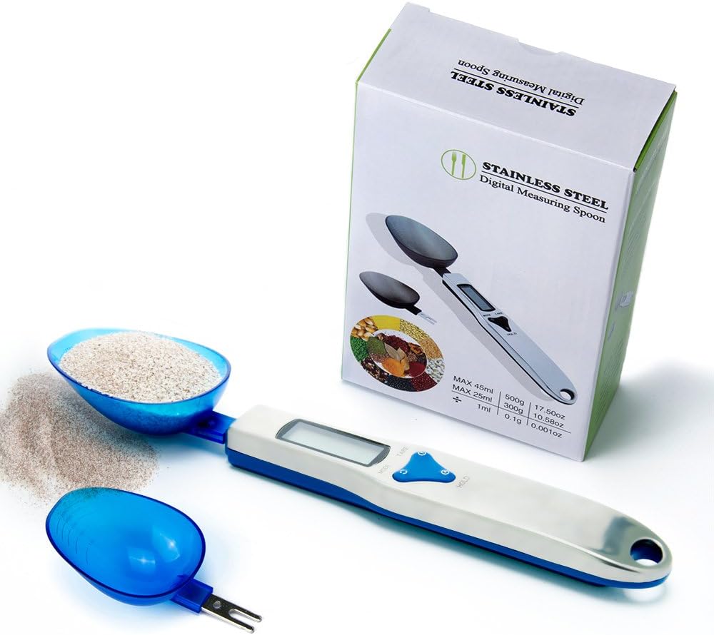 Spoon Scale by Lammcou Digital Measuring Spoon w/Detachable 2 Spoons Stainless Steel Kitchen Scale Spoon Scale for Portioning Tea Flour Spices Coffee Seasoning