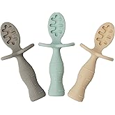 Upward Baby Silicone Baby Feeding Spoon with Anti Choke Barrier - Baby Spoons Self Feeding 6 Months, First Stage Infant Suppl