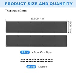 uxcell 2pcs Door Kick Plate, 6 x 34 Inches Aluminum