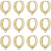 Beebeecraft 1 Box 20Pcs Huggie Hoop Earring Finding 18K Gold Plated Brass Round Leverback Hooks with Loop for Jewellery Making Supplies Women