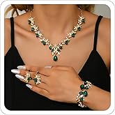 LKingel Wedding Jewelry Set for Brides Rhinestone Necklace Earrings Bracelet Set Wedding Bridals Bridesmaid Accessories Bridal Bridesmaid Jewelry Custome Accessories