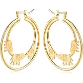 Barzel 18K Gold Plated Elephant Hoop Earrings For Women - Made In Brazil