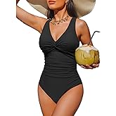 Holipick Women Tummy Control One Piece Swimsuit - Push Up Bathing Suit Full Coverage Slimming Swimwear