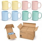 PYD Life 8 Pack Sublimation Mugs 15 OZ Mixed Macaron Colors Ceramic Cups | Sublimation Coffee Photo Mugs, Soft Tone Design Perfect for Gifts, Cafe style Branding and Craft DIY projects