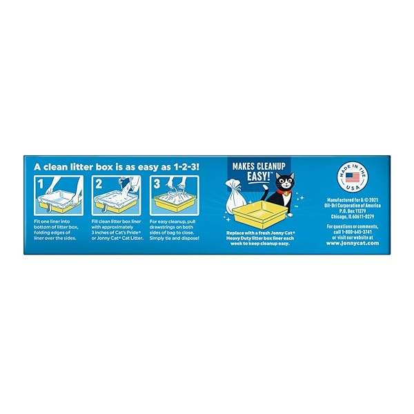 JONNY CAT LITTER BOX LINERS: HEAVY DUTY – TEAR & LEAK RESISTANT – DRAWSTRING CLOSE – JUMBO, 5 COUNT