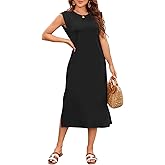Naggoo Summer Dresses for Women 2026 Sleeveless Casual Split Midi Dress Maxi Beach Travel Vacation Sundress with Pockets