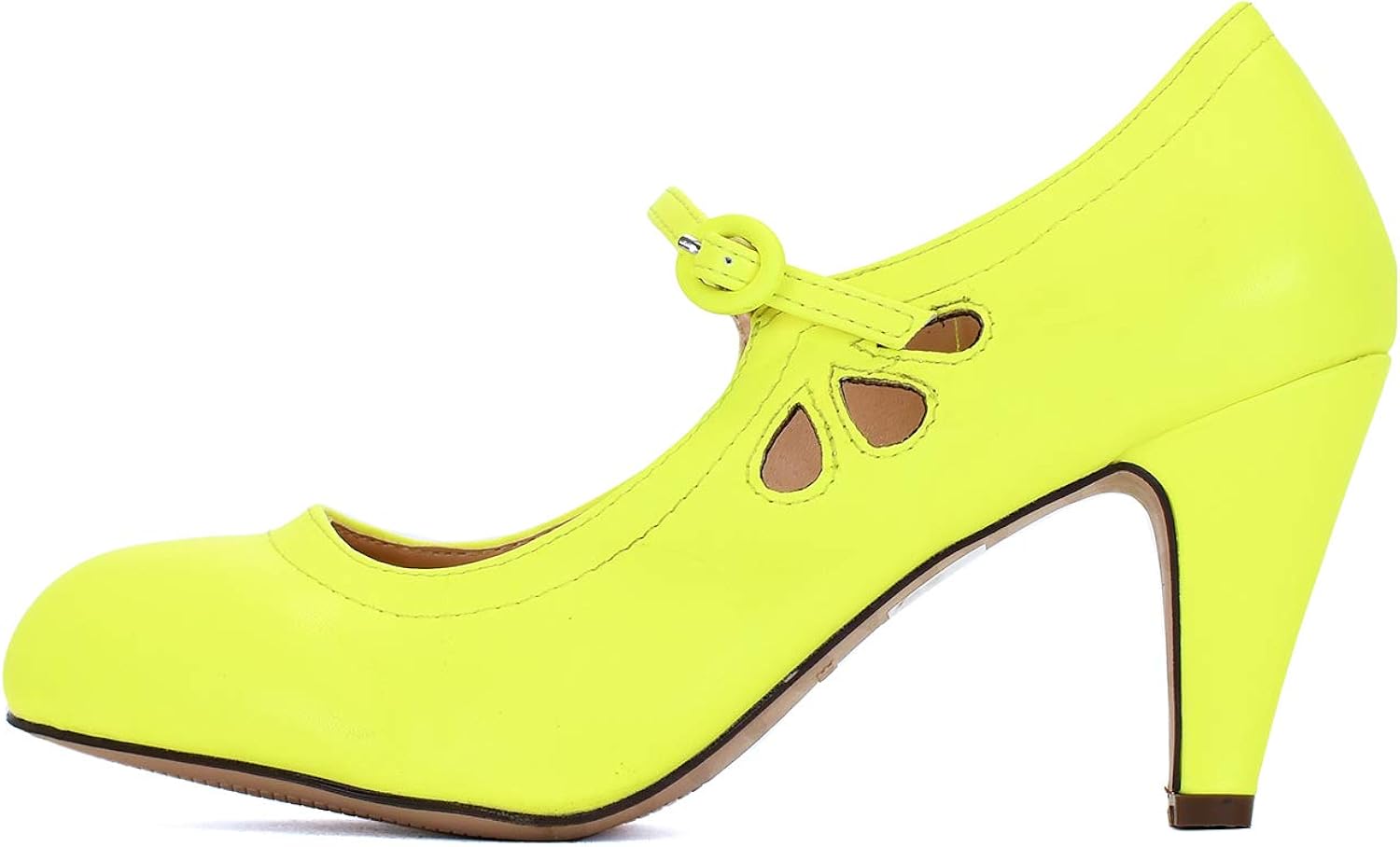 Amazon.com | Guilty Heart Women's Mary Jane Mid Kitten Heel Pumps (Neon Yellow, 9) | Pumps