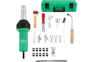Iglobalbuy 1600W Hot Air Plastic Welder Roofing Welding Complete Kit 110V, Handheld Hot Air Vinyl PVC TPO Welding Heating Gun Torch w/Nozzles Adjustable Temperature Welder Tool Kit in Carrying Case
