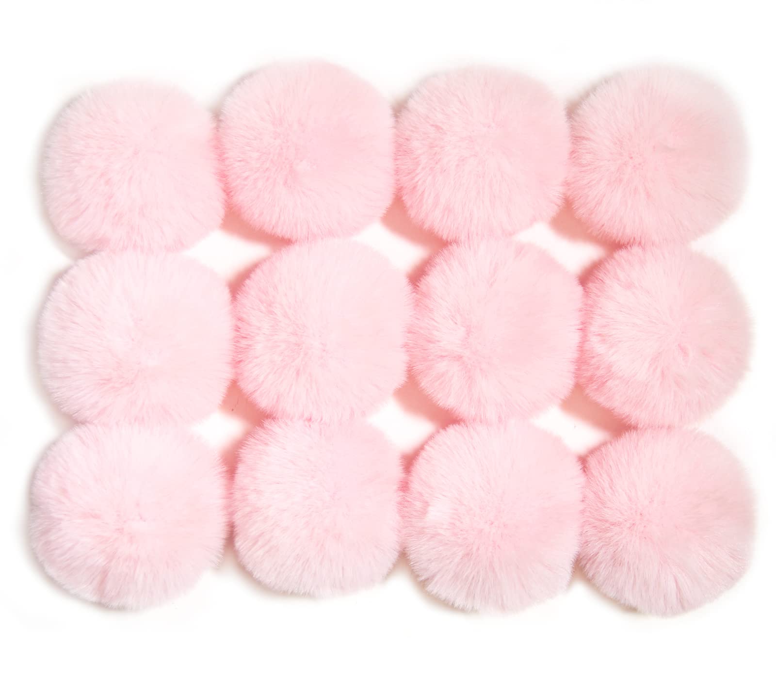 Furling Pompoms DIY Pack of 12 Faux Fur Pom Poms for Hats Soft Knitting Accessories (Pink, 8cm)
