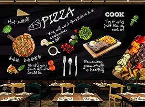 Fotomural - Pizzería italiana pintada a mano negra Fondo de restaurante