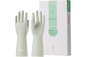 LANON PROTECTION LANON 3 Pairs wahoo Skin-Friendly Cleaning Gloves, Dishwashing Kitchen Gloves with Cotton Flocked Liner, Reusable, Non-Slip, Canary Green, Medium