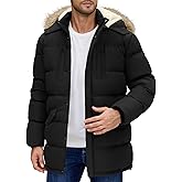 VXVGER Men's Long Winter Coat Warm Thicken Water Resistant Jacket Fleece Windproof Parka Coat with Detachable Hood