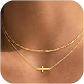 GRCLD Cross Necklace for Women Dainty 14K Real Silver Gold Plated Layered Cross Pendant Necklace Stack Simple Trendy Cute Charm Choker Necklaces Jewelry Gift for Women Teen Her
