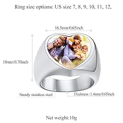 FindChic Customized Signet Photo Rings Heart Chunky