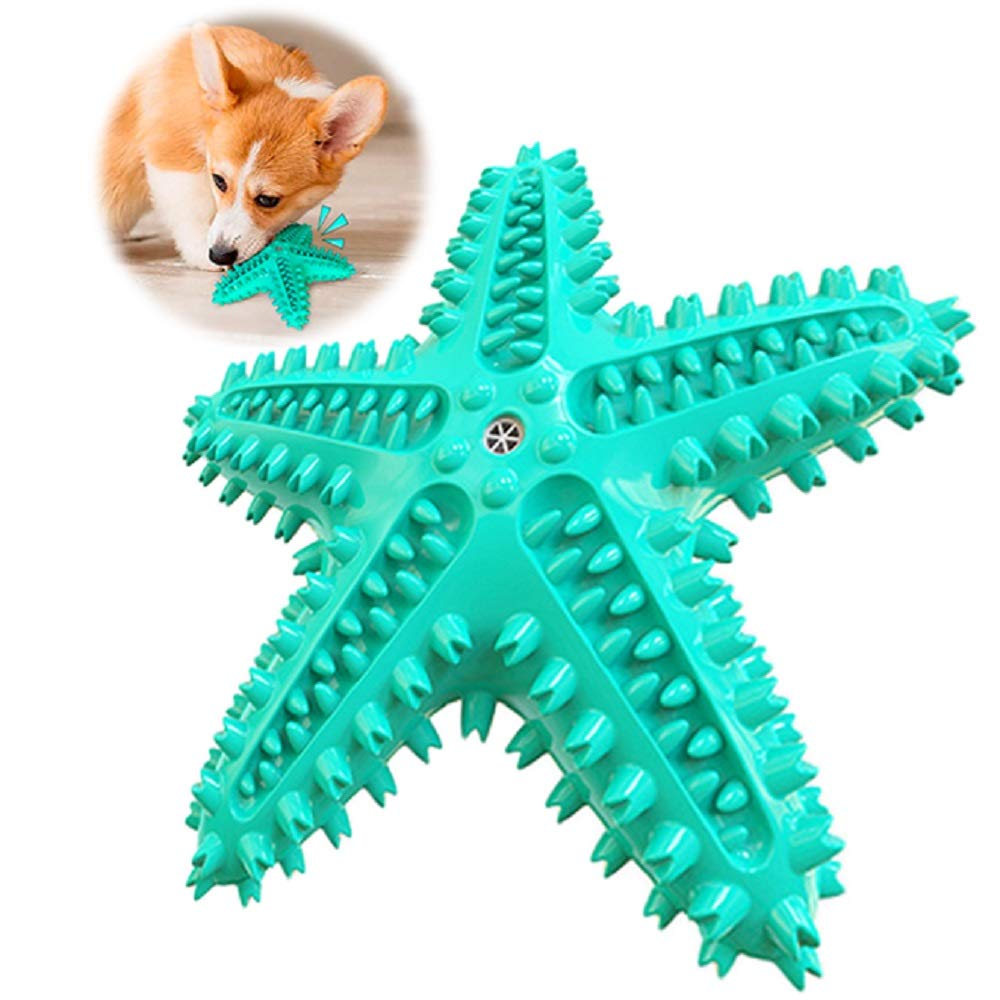 WANXIANG Dog Molar Toy Starfish Shape Squeaky Teeth Cleaning Resist Bite for Dog Small Medium Large (Turquoise)