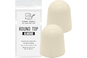 Stinky John's Tall Toilet Bolt Caps - Universal Fit with a Round Top - Almond Colored Caps - 2 count (1 package)