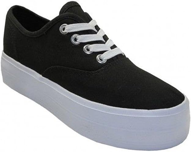 white canvas lace up flatform trainers