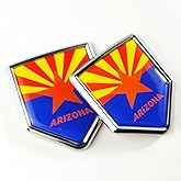 Newperlite Arizona Flag Decal Sticker Car Emblem Arizona Flag Car Decoration Accessories Chrome Shield for Truck Vehicles Cars, 2 Pack