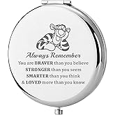 KEYCHIN Tiger Pocket Mirror Cartoon Movie Fans Gifts You are Braver Stronger Smarter Than You Think Compact Makeup Mirror for Women Girls Teenagers (Tiger Always-S)