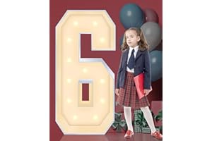 GGPL 4FT Plastic Marquee Numbers 6, Light up Numbers Made of Corrugated Plastic Board, No Tools Required, Quick Assembly, Disassembled into Blank Yard Signs, Poster Board