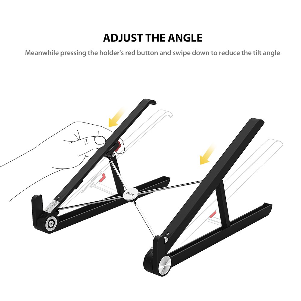 Laptop Stand,Elekin Adjustable Stand for Desk, Portable Light-weight Holder for Laptop/Notebook/Thinkpad/MacBook Pro/air, Foldable,Universal Stand size 11 inch -15.6 inch-Black