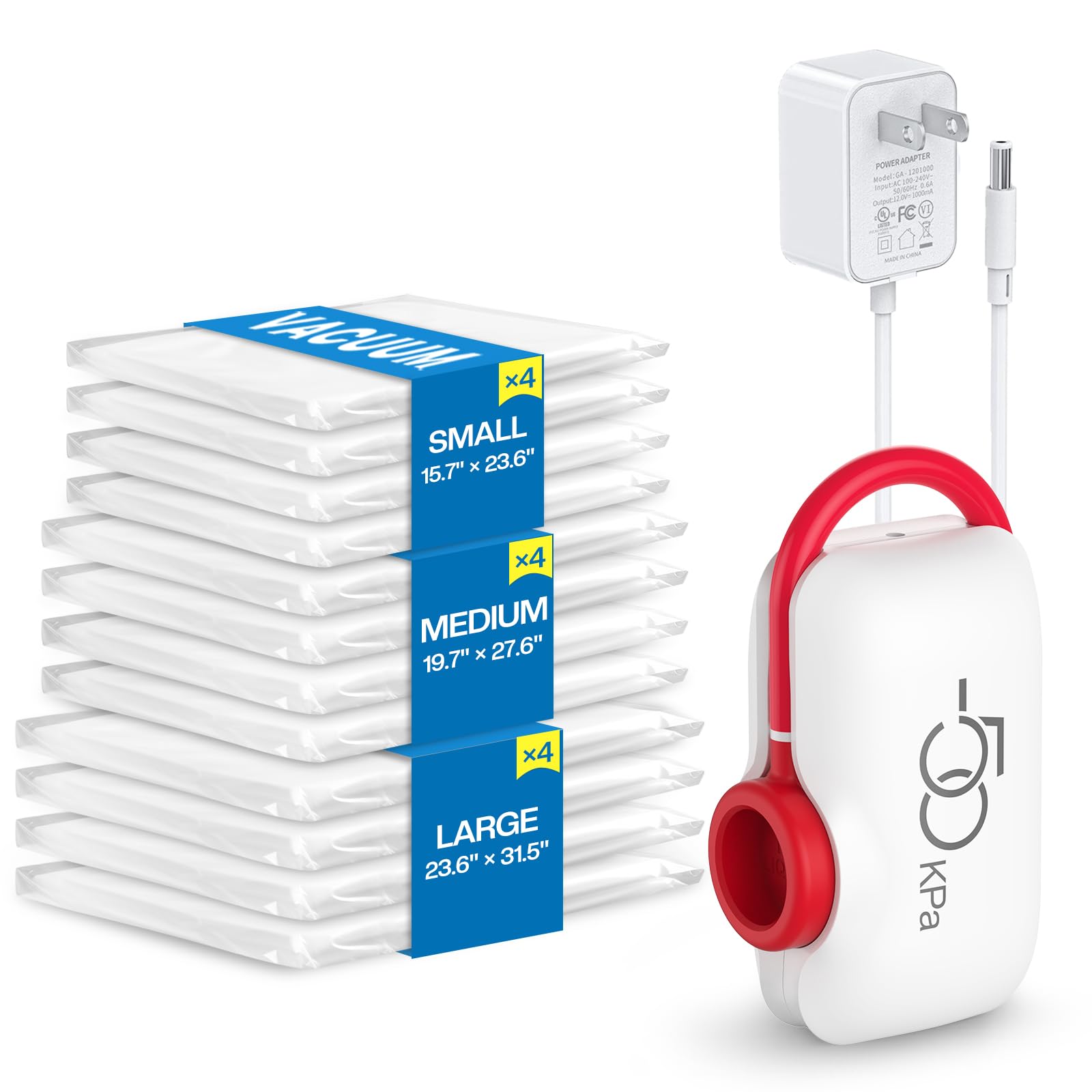 Photo 1 of 12 Pack Travel Vacuum Storage Bags with High Pressure Electric Pump - Portable Vacuum Seal Bags for Clothing, Luggage & Travel Space Saving