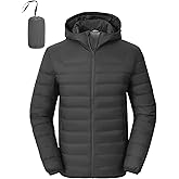 Rdruko Men's Down Puffer Jacket with Hood Packable Lightweight Puffy Winter Coat Hooded