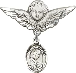 Sterling Silver Baby Badge Guardian Angel Pin with
