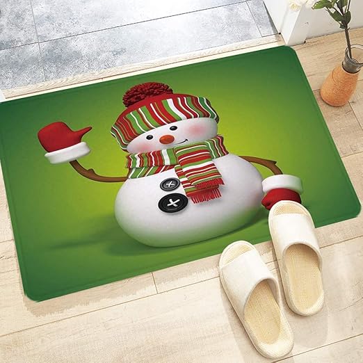 Badematte, rutschfest Waschbar Badezimmerteppich 60X100 cm, Schneemann