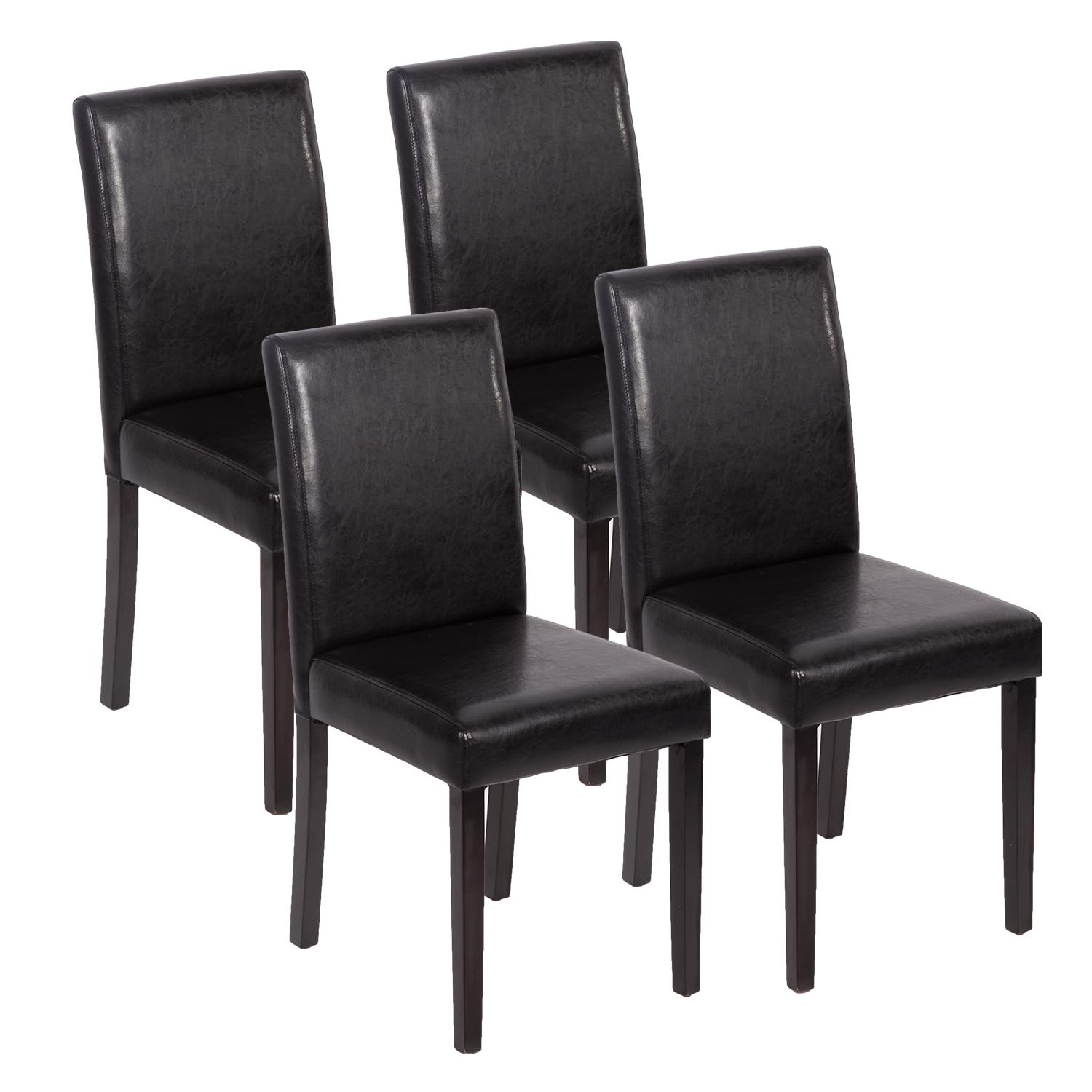Photo 1 of **ASSEMBLY INSTRUCTIONS INCLUDED** FDW Dining Chairs Set of 4,Dining Room Chairs,Side PU Cushion Chairs with Waterproof Surface and Wood Legs,for Kitchen Restaurant and Living Room,Leather Black
