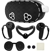 Juylay 8-in-1 Silicone Cover Set for Meta Quest 3s Accessories, Black | VR Headset Protection Cover, Silicone Face Cover with Nose Pad, Lens Protectors, Controller Grip Covers, Precise Cutouts