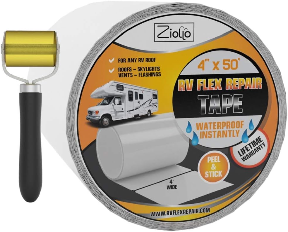 RV Flex Repair Tape White 4 Inch x 50 Foot Roll Seal and