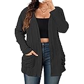 DOLNINE Plus-Size-Cardigans for Women Trendy Casual Lightweight Open Front Cardigan Sweaters Outerwear with Pockets