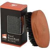GENTS Boar Bristle Beard Brush for Men - Natural Wood Handle Grooming Kit - Travel Size Beard Care &amp; Styling Tool for All Beard Types - 100% Natural Bristles